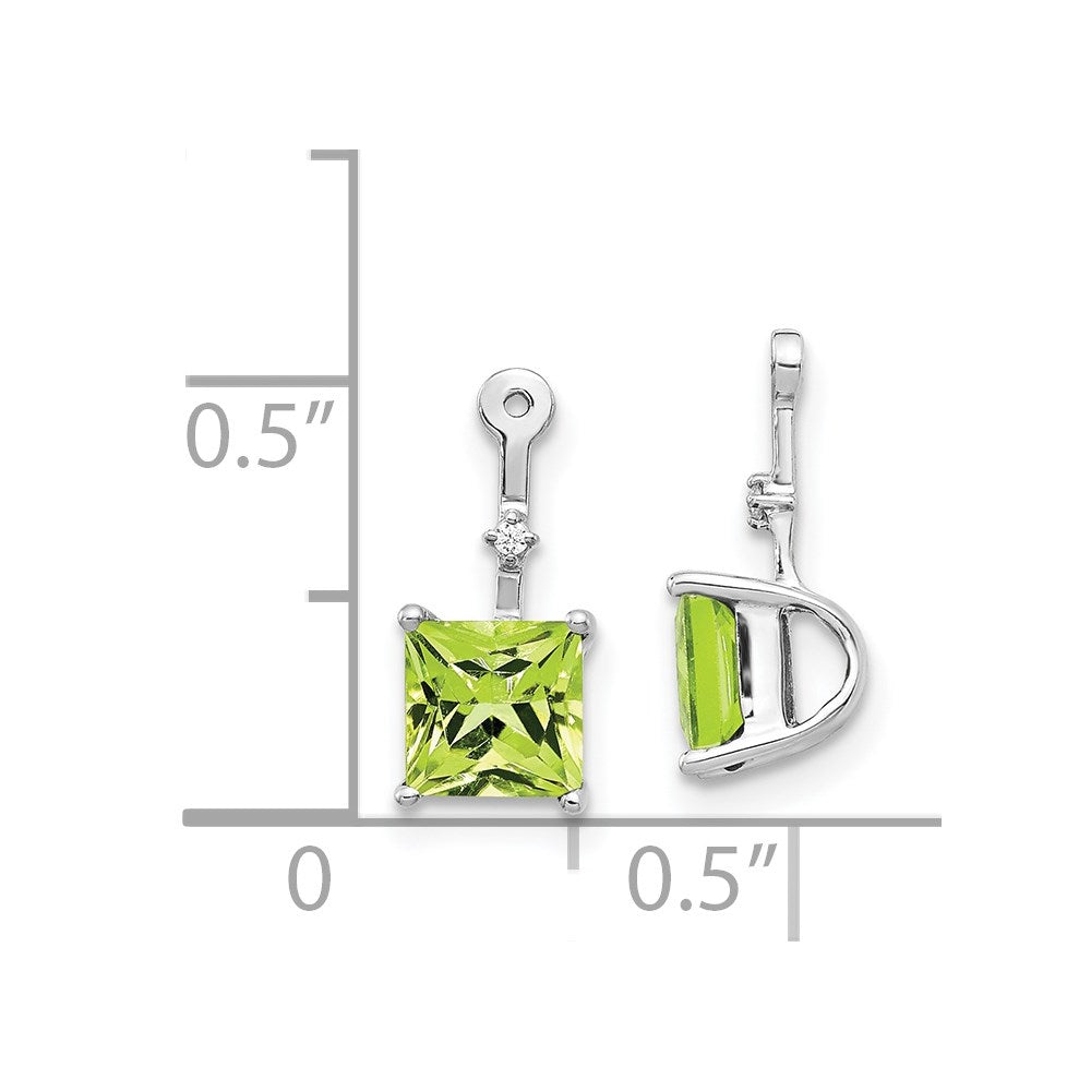 14K White Gold Diamond and Square Peridot Earring Jackets