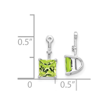 14K White Gold Diamond and Square Peridot Earring Jackets