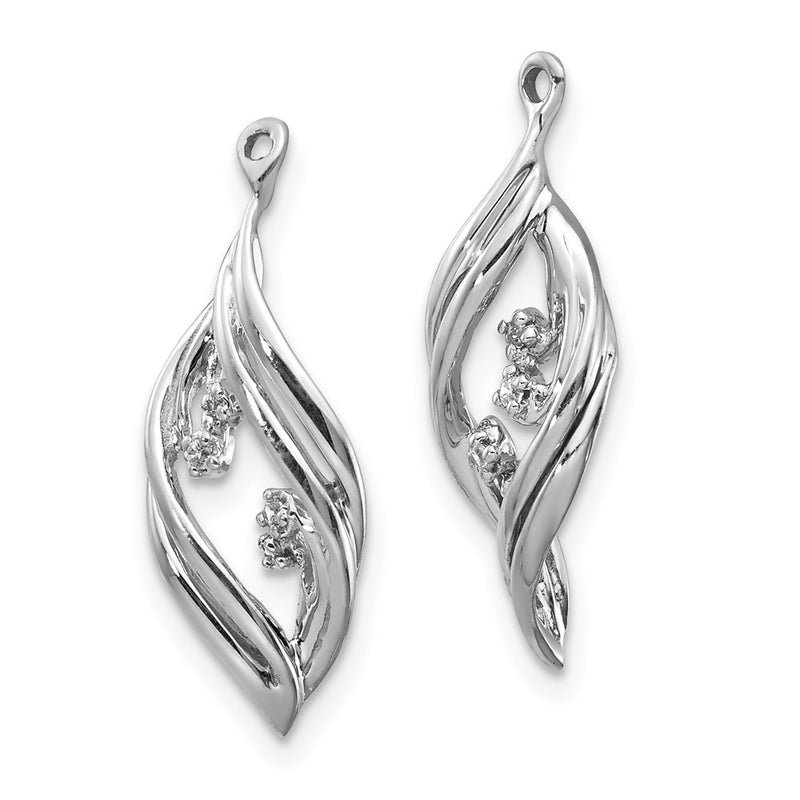 10K White Gold Fancy Twisted Diamond Earring Jackets