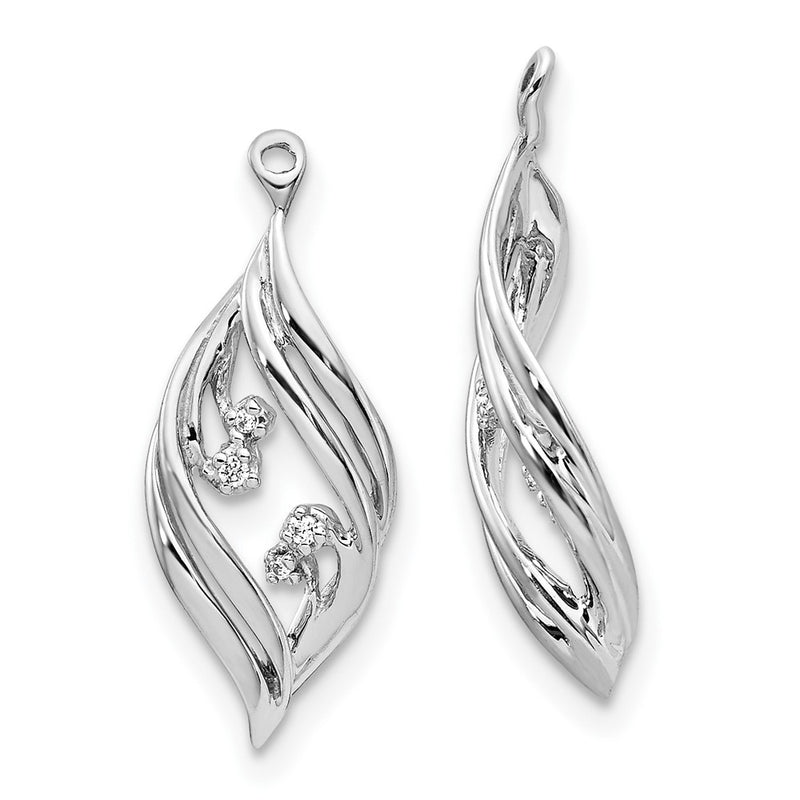 10K White Gold Fancy Twisted Diamond Earring Jackets