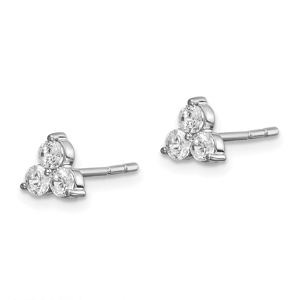 14k White Gold Real Diamond 3-stone Earrings