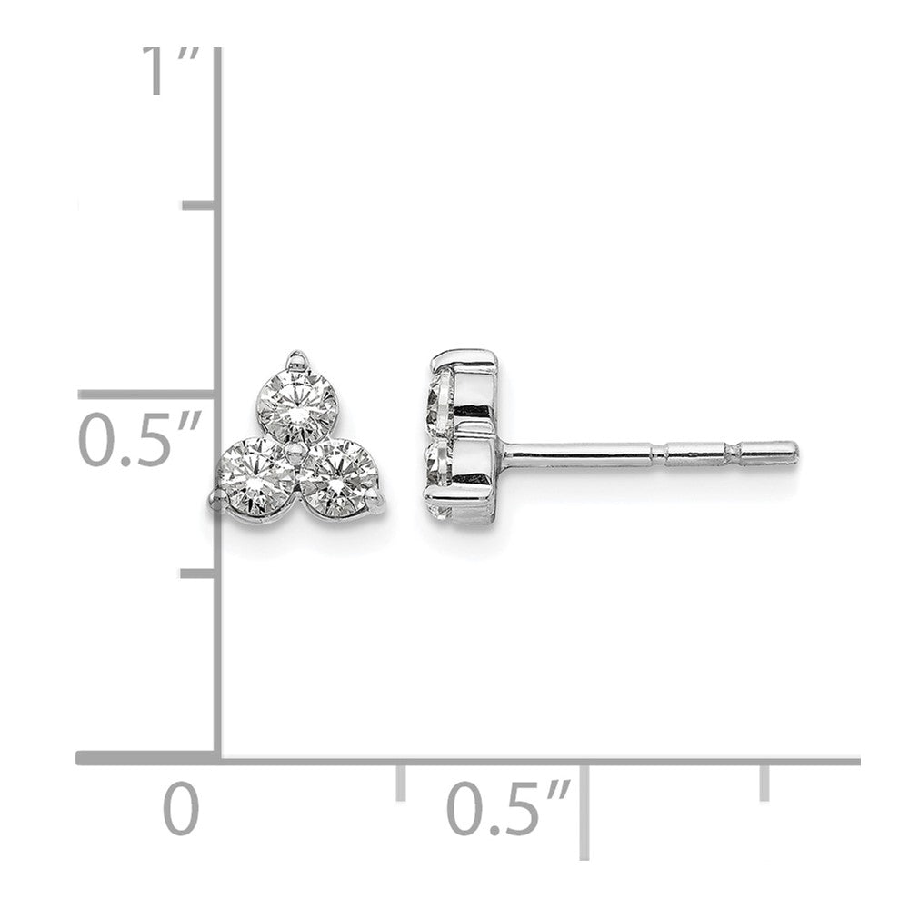 14k White Gold Real Diamond 3-stone Earrings