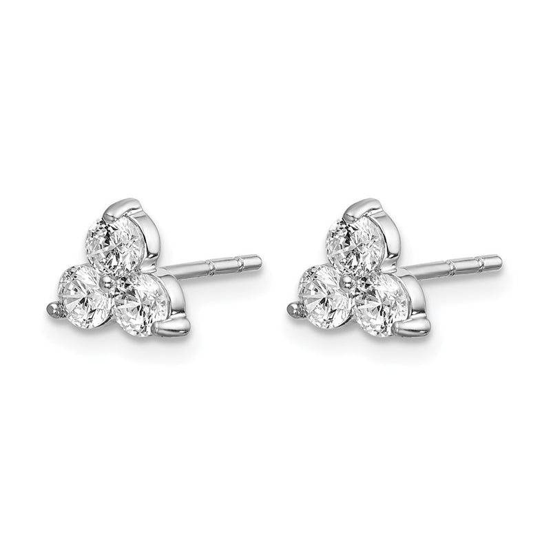 14K White Gold True Origin 3/4 Carat Lab Grown Diamond Vs Def Three Stone Post Stud Earrings