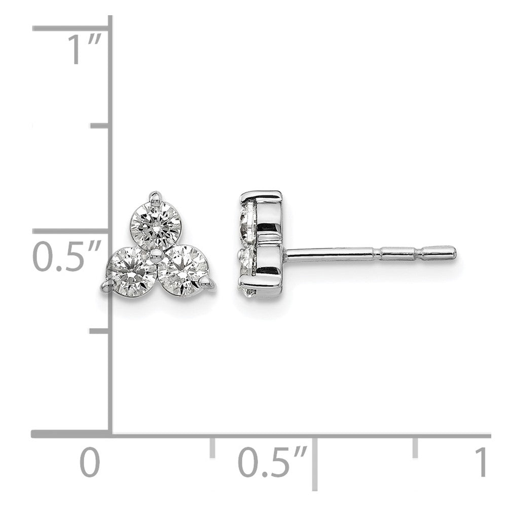 14K White Gold True Origin 3/4 Carat Lab Grown Diamond Vs Def Three Stone Post Stud Earrings