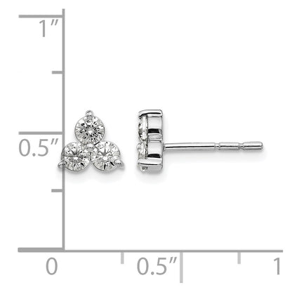 14K White Gold True Origin 3/4 Carat Lab Grown Diamond Vs Def Three Stone Post Stud Earrings