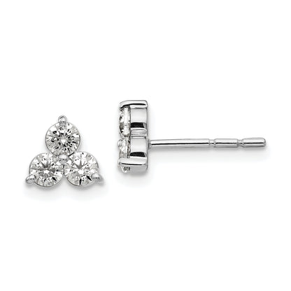 14K White Gold True Origin 3/4 Carat Lab Grown Diamond Vs Def Three Stone Post Stud Earrings
