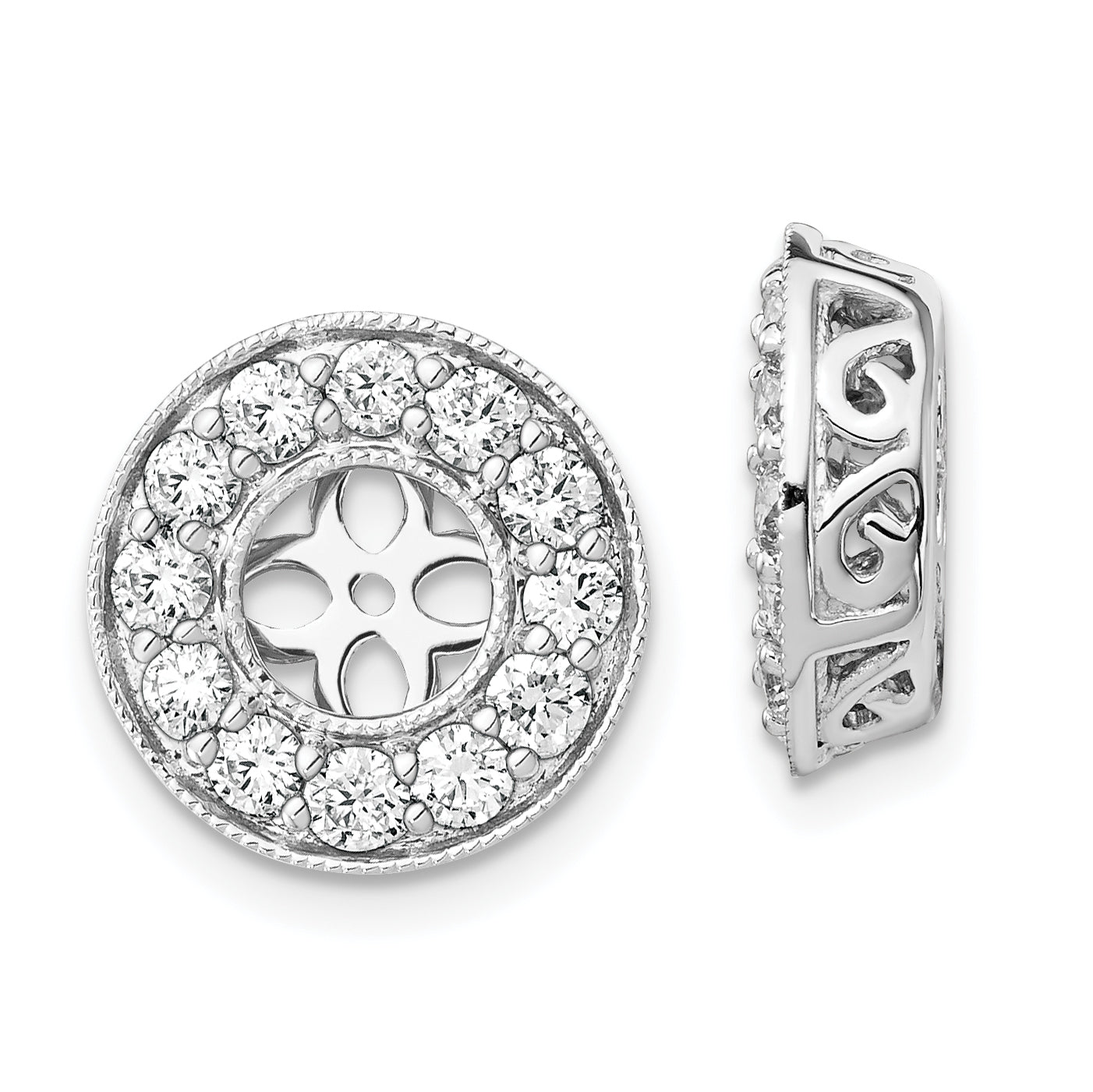 14K White Gold True Origin 1 Carat Lab Grown Diamond Vs D E F For 5 5.5mm Studs Earring Jackets