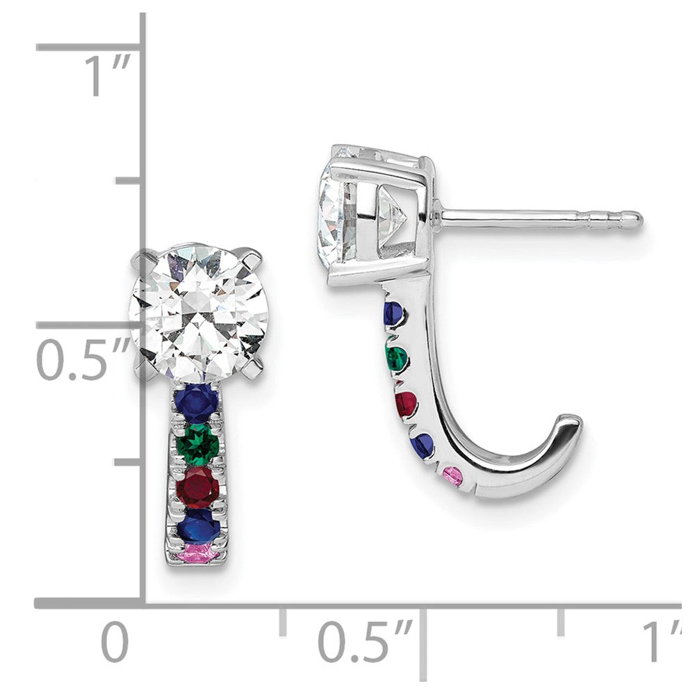 14k White Gold 2 Ct. Lab Grown Diamond VS/SI+ G+ and Multi Gemstone Earrings