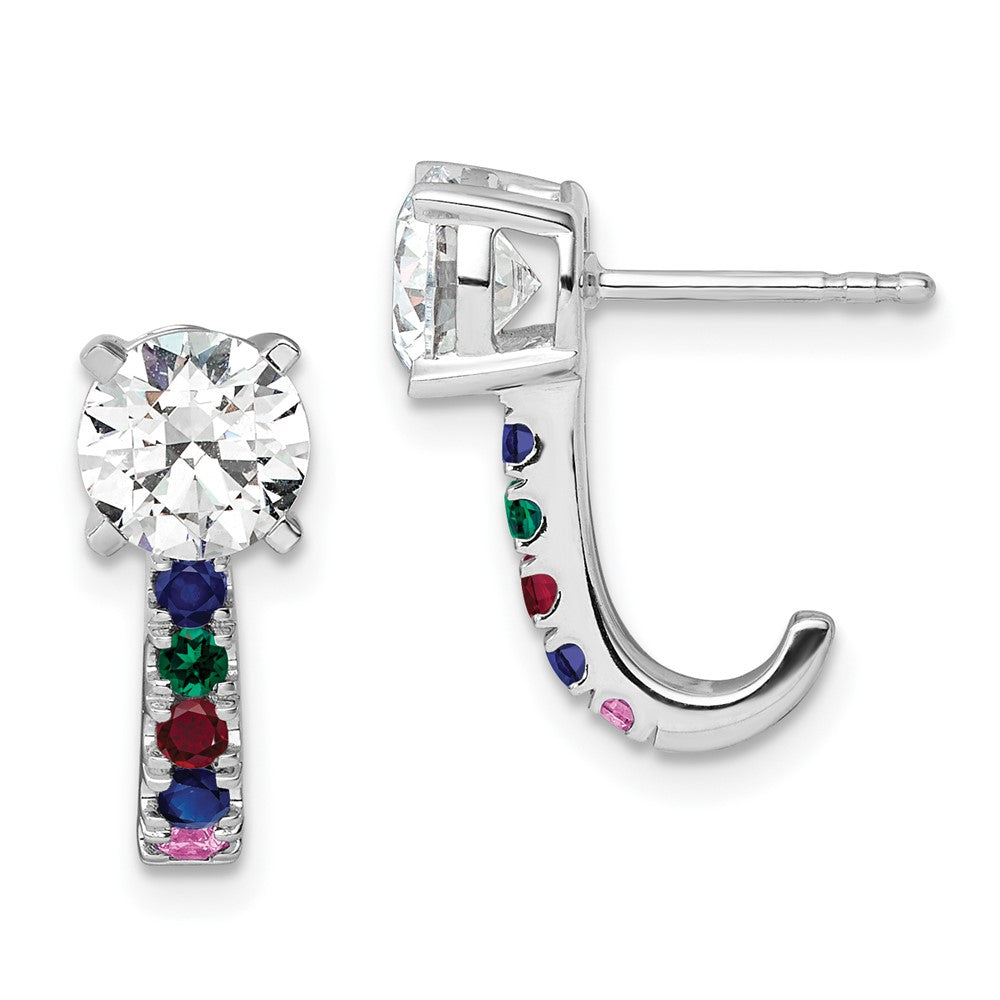 14k White Gold Multi Gemstone Earrings