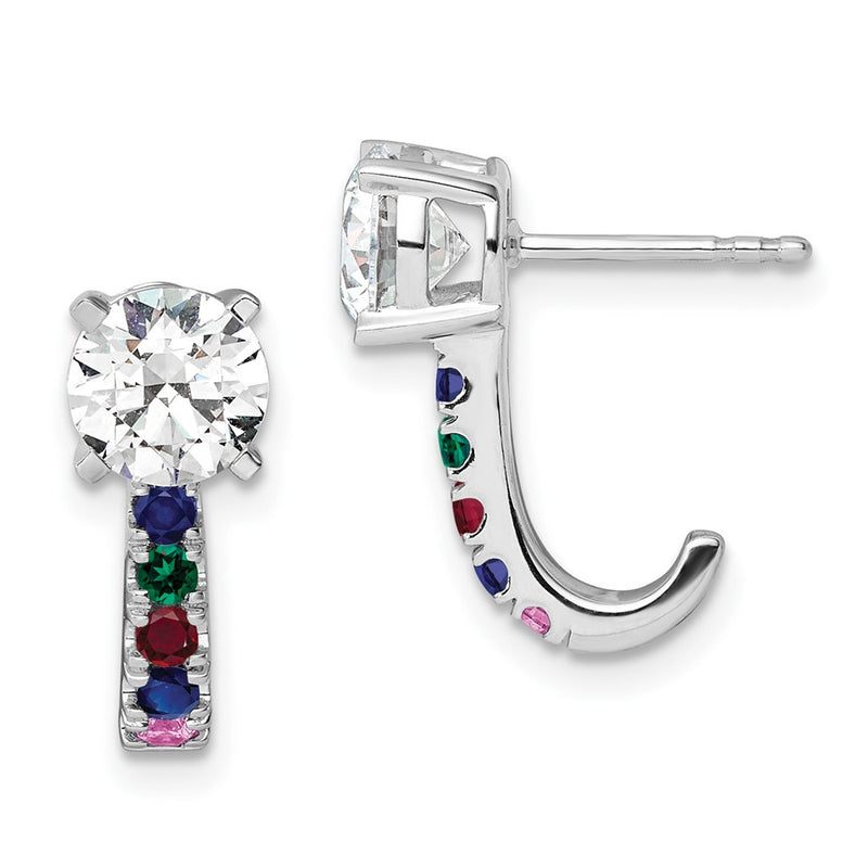 14k White Gold Multi Gemstone Earrings