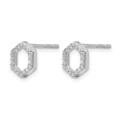 14K White Gold True Origin 1/5 Carat Lab Grown Diamond Vs Def Hexagon Post Earrings