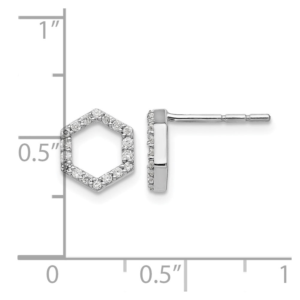 14K White Gold True Origin 1/5 Carat Lab Grown Diamond Vs Def Hexagon Post Earrings