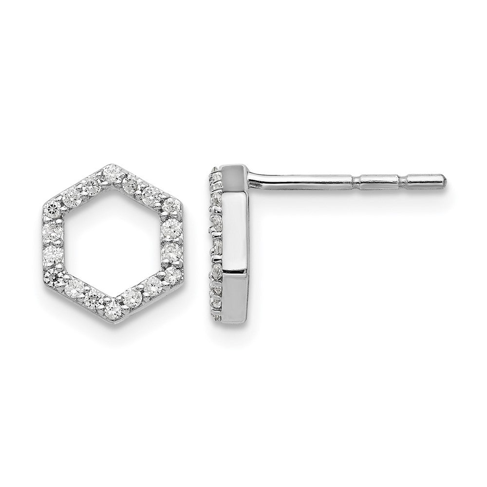14K White Gold True Origin 1/5 Carat Lab Grown Diamond Vs Def Hexagon Post Earrings