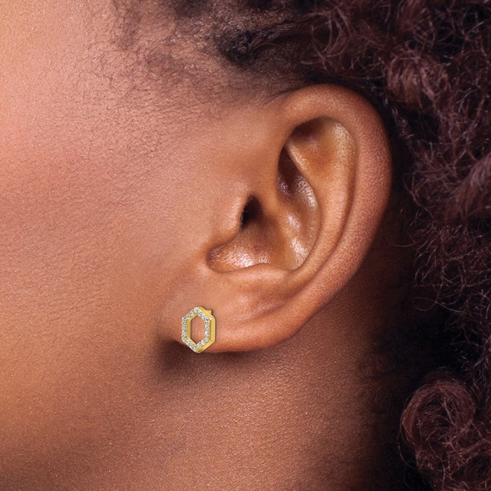 14K Yellow Gold True Origin 1/5 Carat Lab Grown Diamond Vs Def Hexagon Post Earrings
