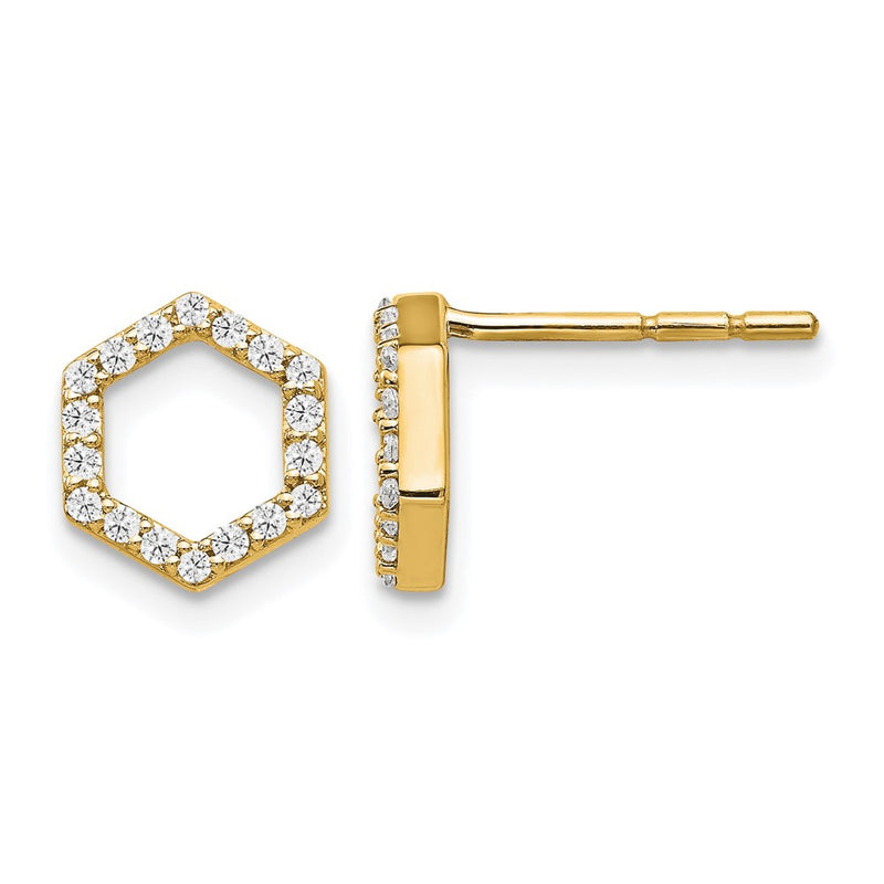 14K Yellow Gold True Origin 1/5 Carat Lab Grown Diamond Vs Def Hexagon Post Earrings