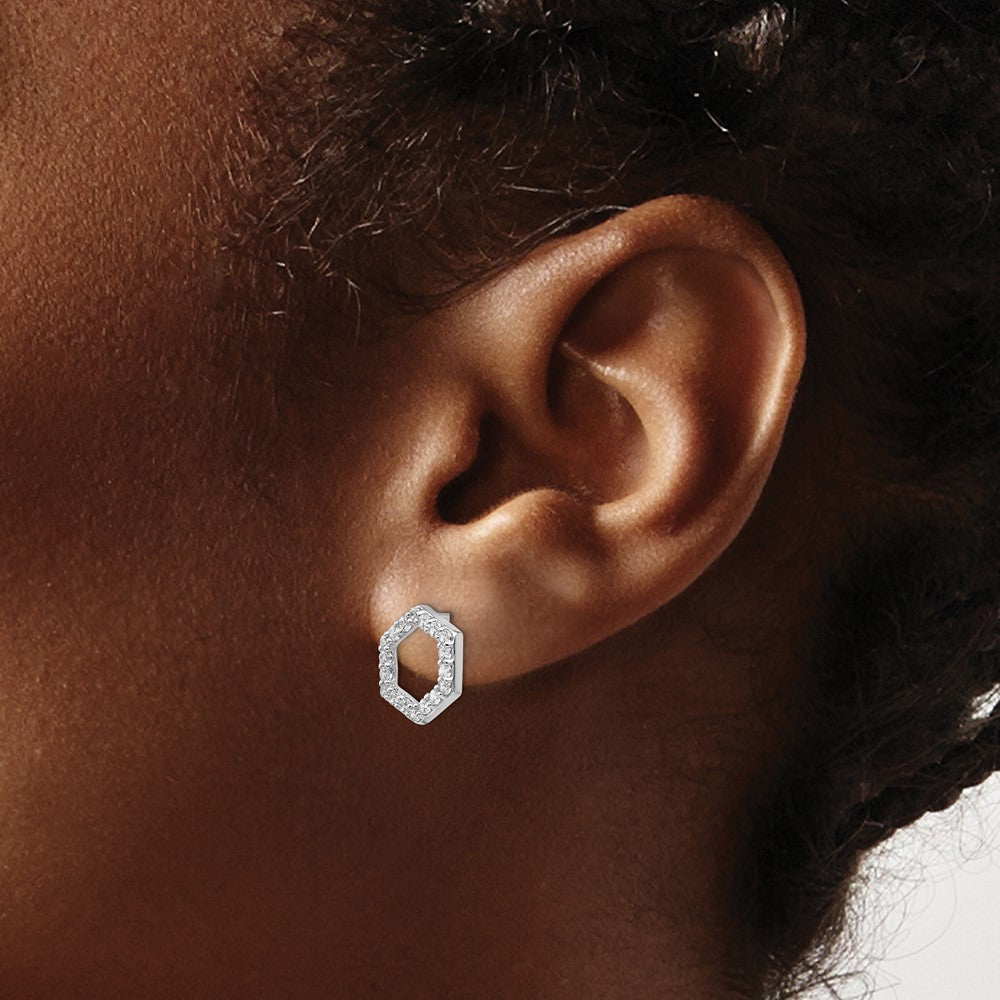 14K White Gold True Origin 1/2 Carat Lab Grown Diamond Vs Def Hexagon Post Earrings