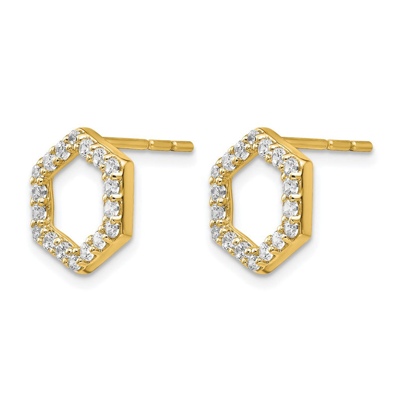 14K Yellow Gold True Origin 1/2 Carat Lab Grown Diamond Vs Def Hexagon Post Earrings