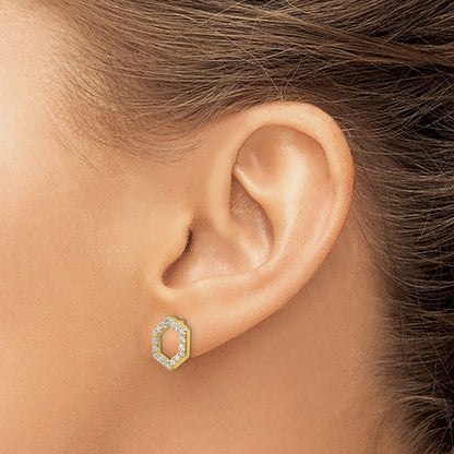 14K Yellow Gold True Origin 1/2 Carat Lab Grown Diamond Vs Def Hexagon Post Earrings