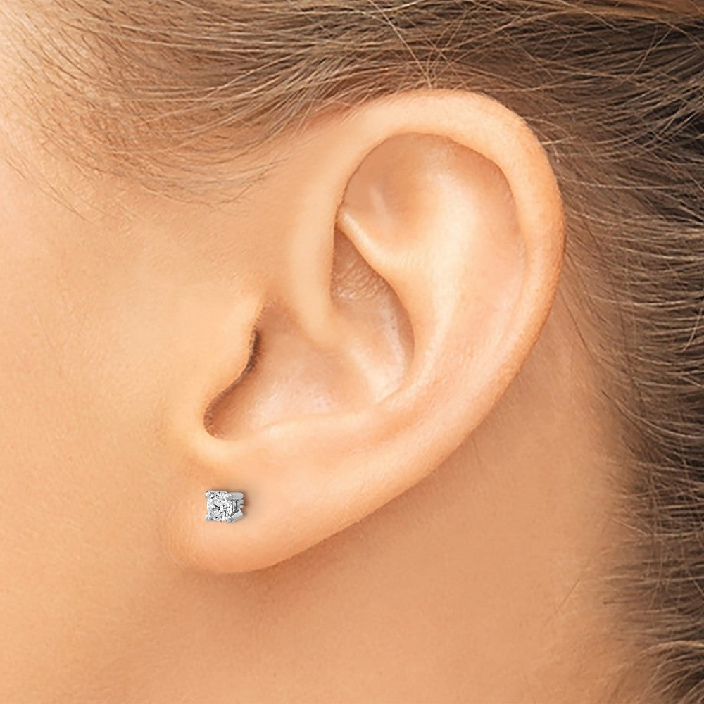 14K White Gold 1/10 Ctw Lab Grown Diamond Vs+ F+ Round 4 Prong Heavy Wt. Stud Earrings