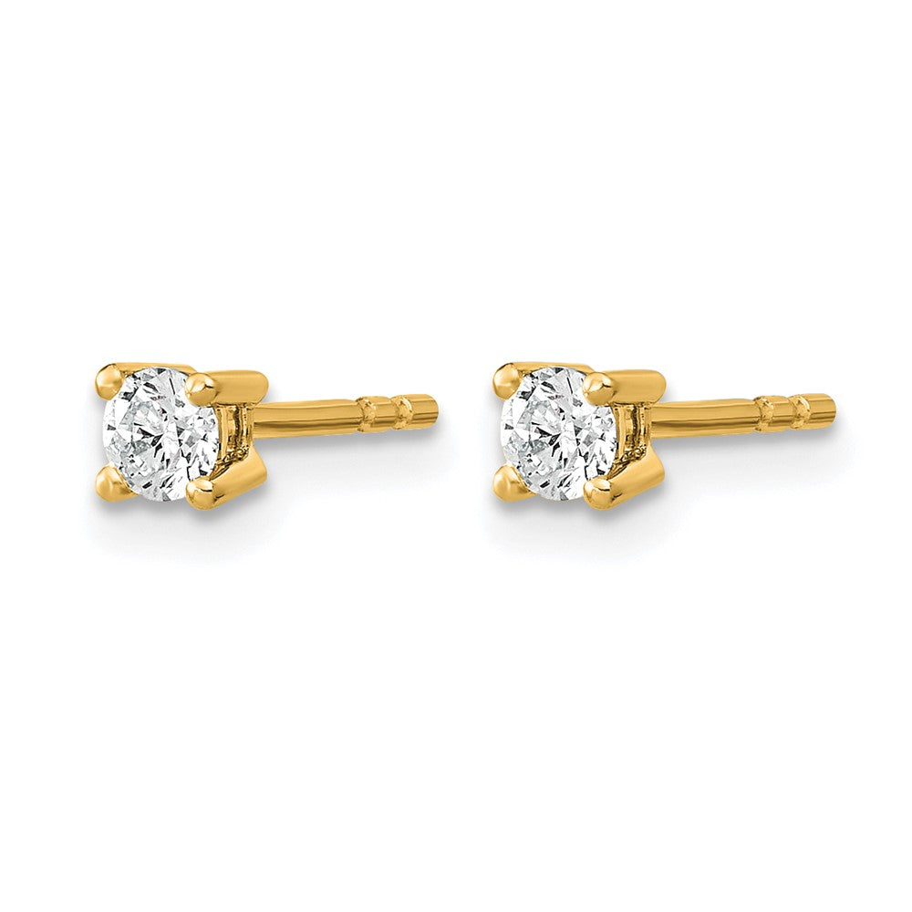 14k Yellow Gold 1/10 ctw Lab Grown Diamond VS/SI+ G+ Round 4 Prong Heavy Wt. Stud Earrings