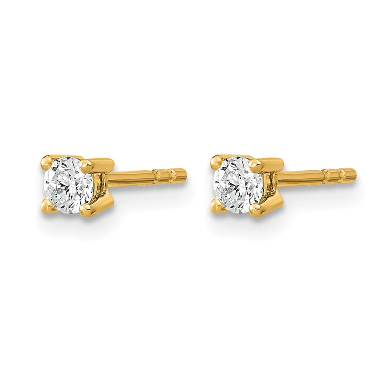 14k Yellow Gold 1/10 ctw Lab Grown Diamond VS/SI+ G+ Round 4 Prong Heavy Wt. Stud Earrings