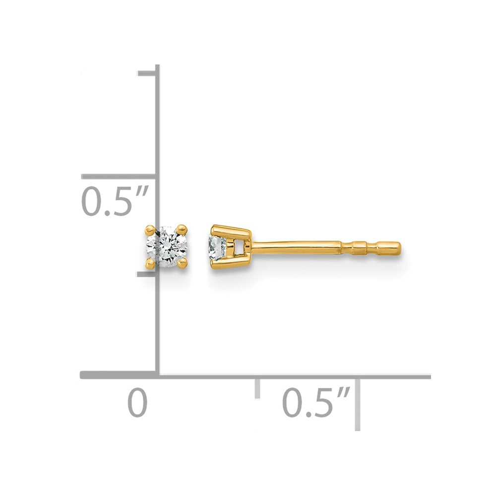14K Yellow Gold 1/10 Ctw Lab Grown Diamond Vs+ F+ Round 4 Prong Heavy Wt. Stud Earrings