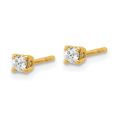 14k Yellow Gold 1/5 ctw Lab Grown Diamond VS/SI+ G+ Round 4 Prong Heavy Wt. Stud Earrings