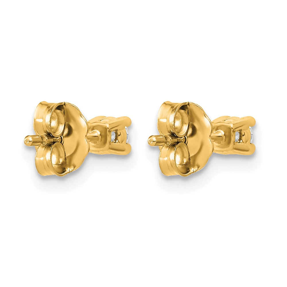 14K Yellow Gold 1/6 Ctw Lab Grown Diamond Vs+ F+ Round 4 Prong Heavy Wt. Stud Earrings