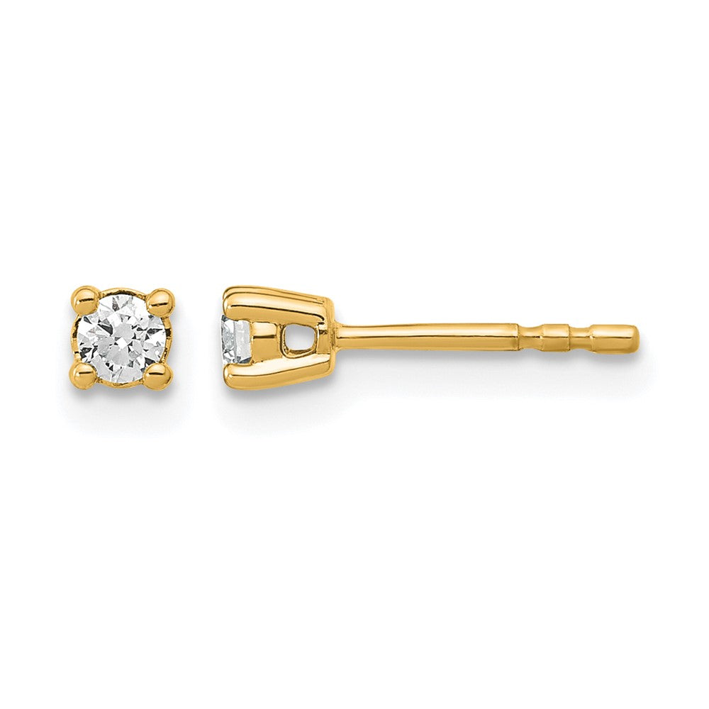 14K Yellow Gold 1/6 Ctw Lab Grown Diamond Vs+ F+ Round 4 Prong Heavy Wt. Stud Earrings