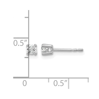 14K White Gold 1/5 Ctw Lab Grown Diamond Vs+ F+ Round 4 Prong Heavy Wt. Stud Earrings