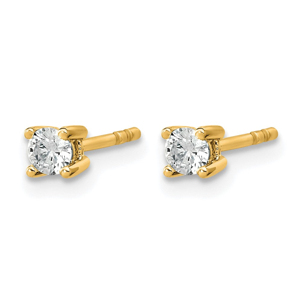 14K Yellow Gold 1/5 Ctw Lab Grown Diamond Vs+ F+ Round 4 Prong Heavy Wt. Stud Earrings