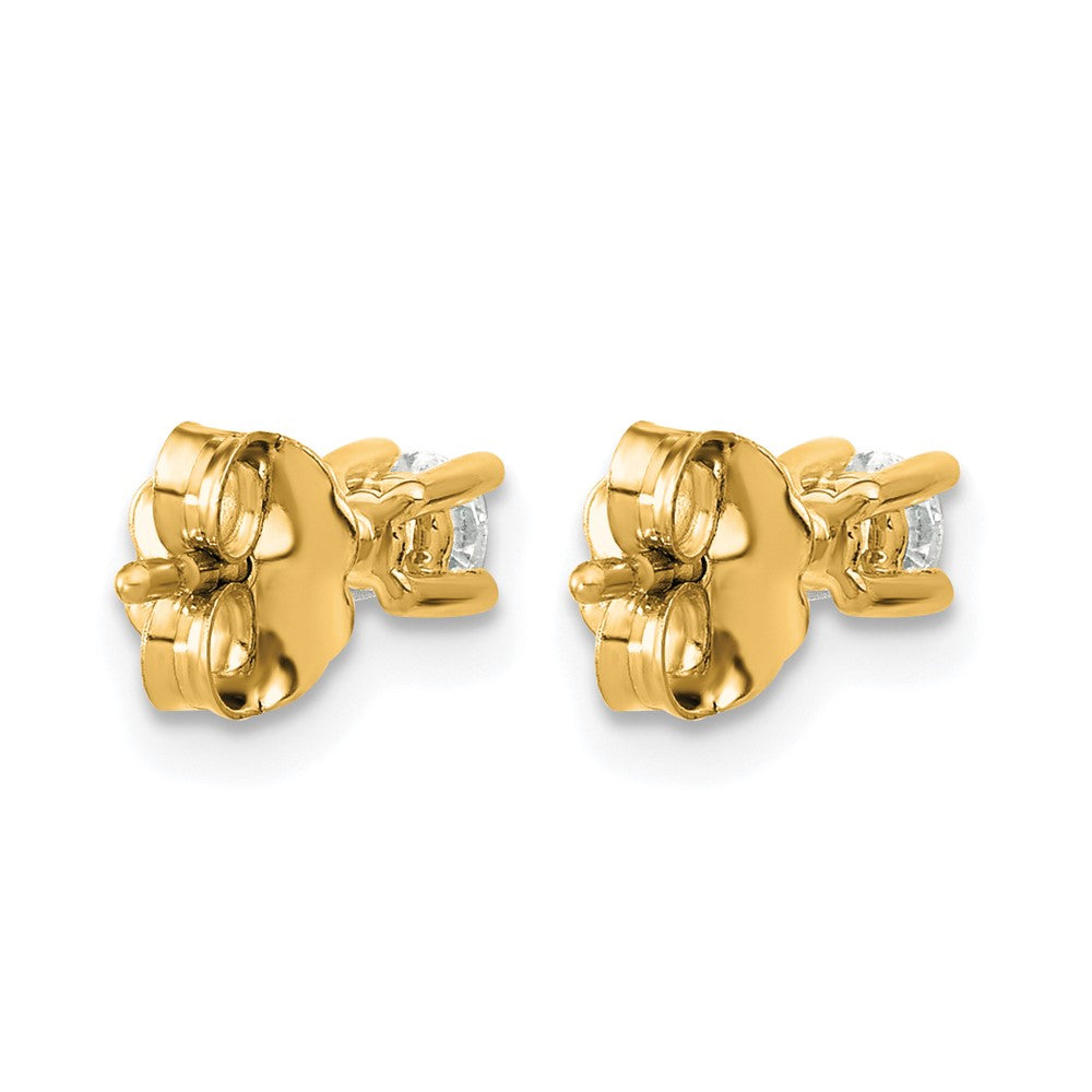14K Yellow Gold 1/5 Ctw Lab Grown Diamond Vs+ F+ Round 4 Prong Heavy Wt. Stud Earrings