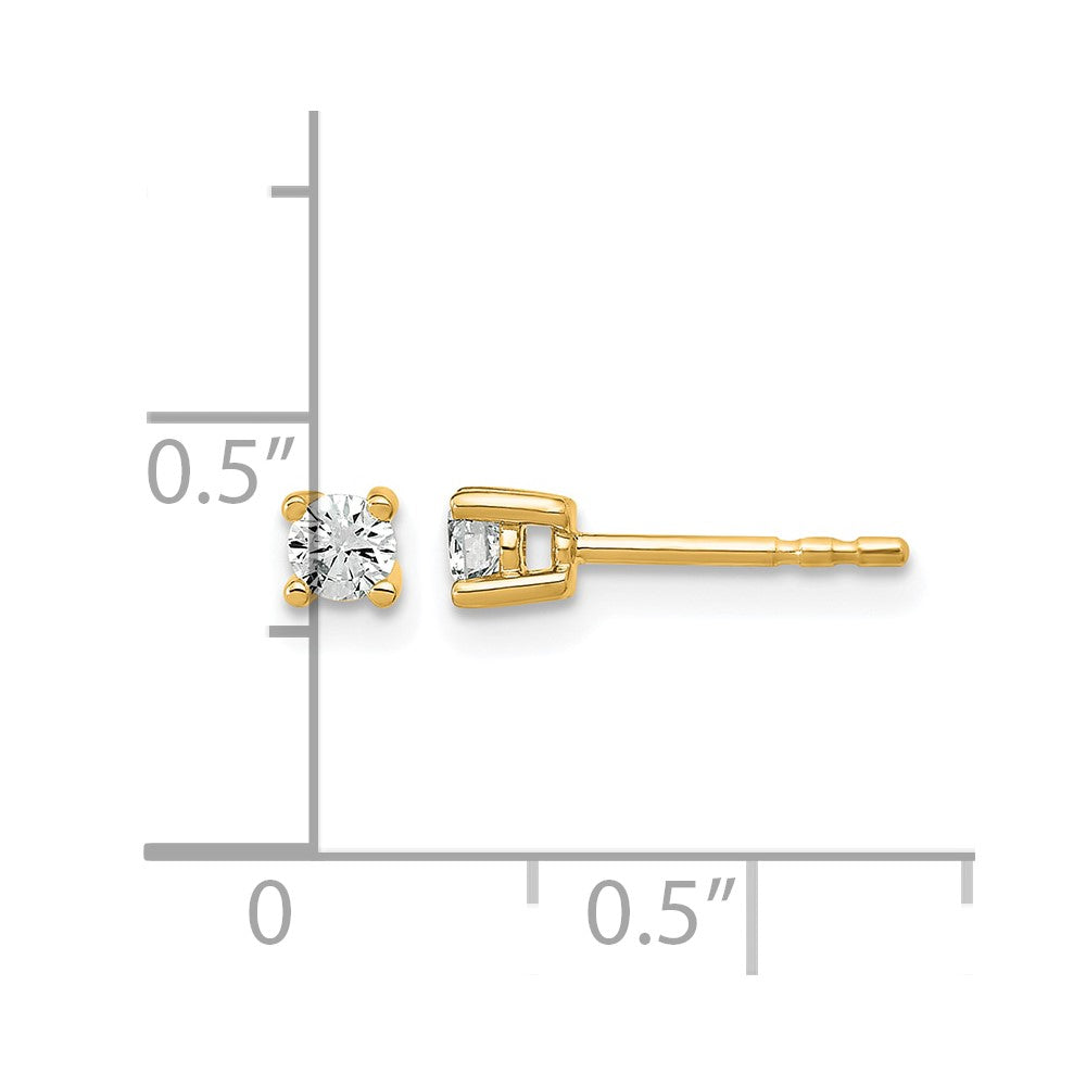 14K Yellow Gold 1/5 Ctw Lab Grown Diamond Vs+ F+ Round 4 Prong Heavy Wt. Stud Earrings