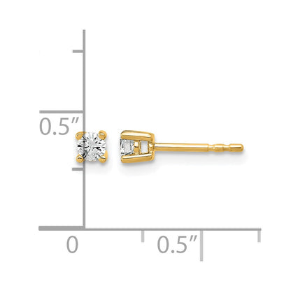 14k Yellow Gold 1/5 Ct. Certified Lab Grown Diamond VS/SI+ G+ Round Four Prong Stud Post Earrings