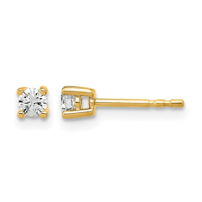 14K Yellow Gold 1/5 Ctw Certified Lab Grown Diamond Vs+ F+ Round 4 Prong Heavy Wt. Stud Earrings
