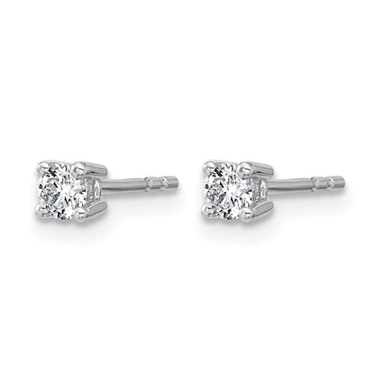 14K White Gold 1/4 Ctw Lab Grown Diamond Vs+ F+ Round 4 Prong Heavy Wt. Stud Earrings