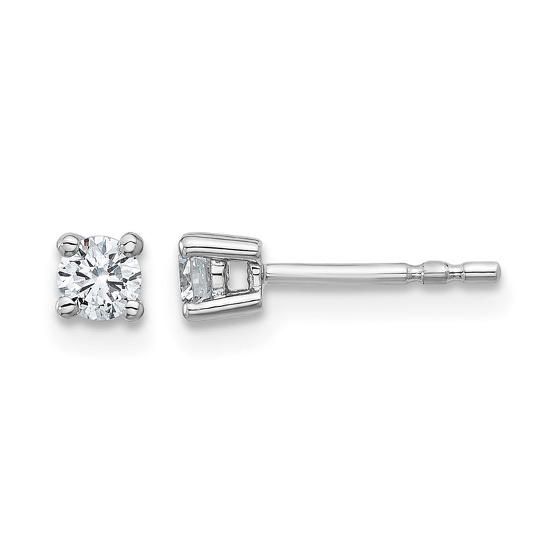 14k White Gold 1/4 ctw Certified Lab Grown Diamond VS/SI+ G+ Round 4 Prong Heavy Wt. Stud Earrings
