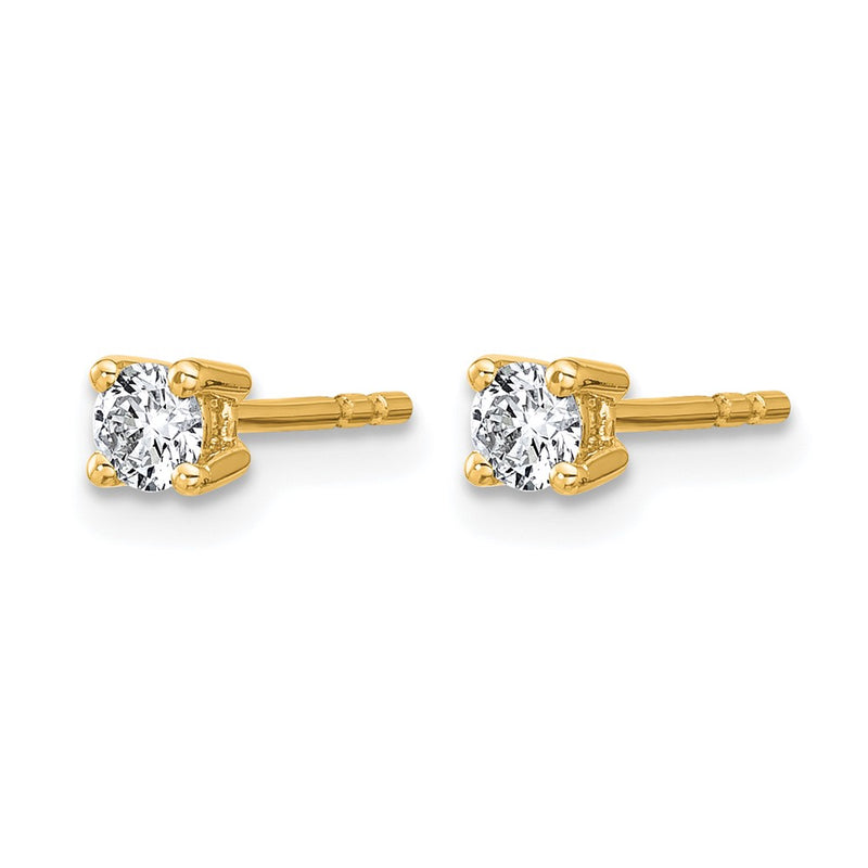 14k Yellow Gold 1/4 Ct. Certified Lab Grown Diamond VS/SI+ G+ Round Four Prong Stud Post Earrings