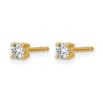 14K Yellow Gold 1/4 Ctw Certified Lab Grown Diamond Vs+ F+ Round 4 Prong Heavy Wt. Stud Earrings