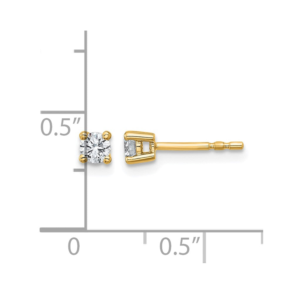 14k Yellow Gold 1/4 ctw Lab Grown Diamond VS/SI+ G+ Round 4 Prong Heavy Wt. Stud Earrings