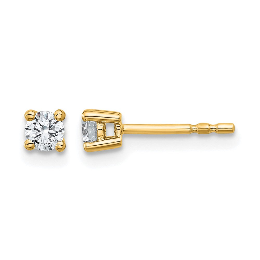 14K Yellow Gold 1/4 Ctw Lab Grown Diamond Vs+ F+ Round 4 Prong Heavy Wt. Stud Earrings