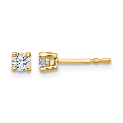 14K Yellow Gold 1/4 Ctw Lab Grown Diamond Vs+ F+ Round 4 Prong Heavy Wt. Stud Earrings