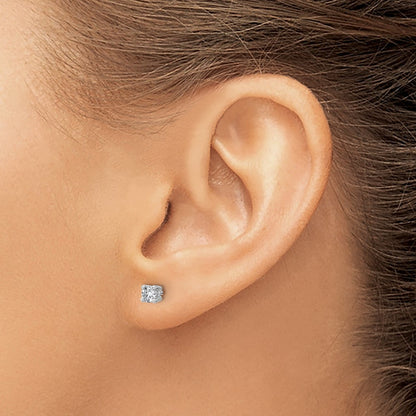 14K White Gold 1/3 Ctw Lab Grown Diamond Vs+ F+ Round 4 Prong Heavy Wt. Stud Earrings