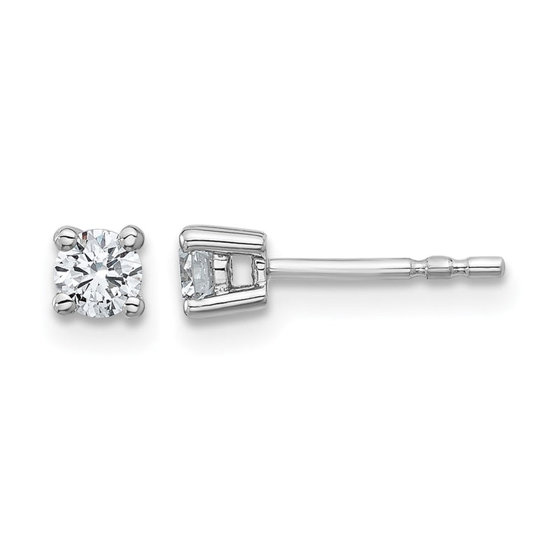 14K White Gold 1/3 Ctw Certified Lab Grown Diamond Vs+ F+ Round 4 Prong Heavy Wt. Stud Earrings