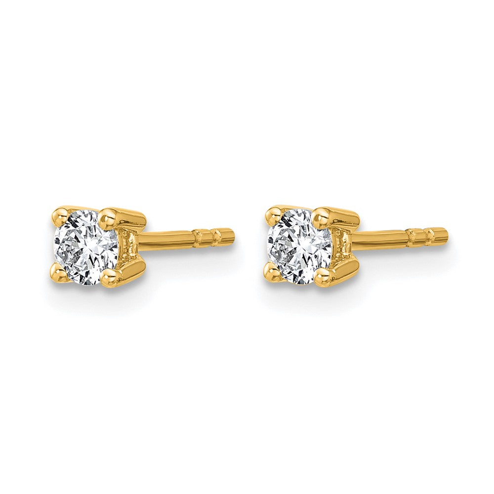 14K Yellow Gold 1/3 Ctw Lab Grown Diamond Vs+ F+ Round 4 Prong Heavy Wt. Stud Earrings