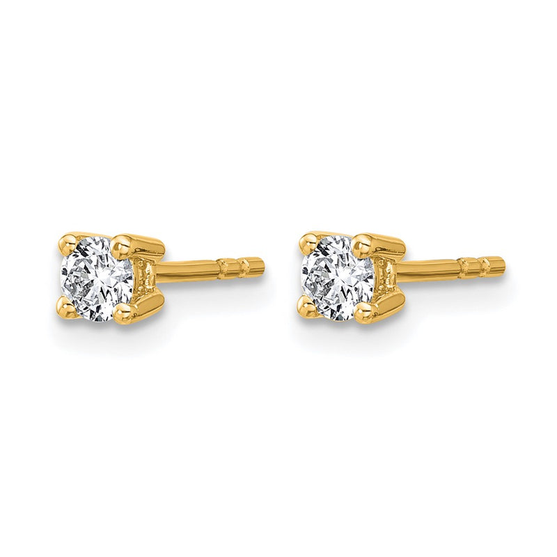 14K Yellow Gold 1/3 Ctw Lab Grown Diamond Vs+ F+ Round 4 Prong Heavy Wt. Stud Earrings