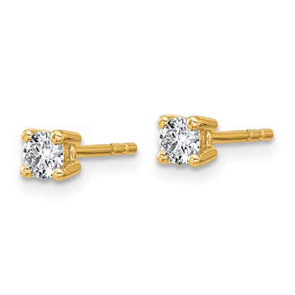 14k Yellow Gold 1/3 ctw Lab Grown Diamond VS/SI+ G+ Round 4 Prong Heavy Wt. Stud Earrings