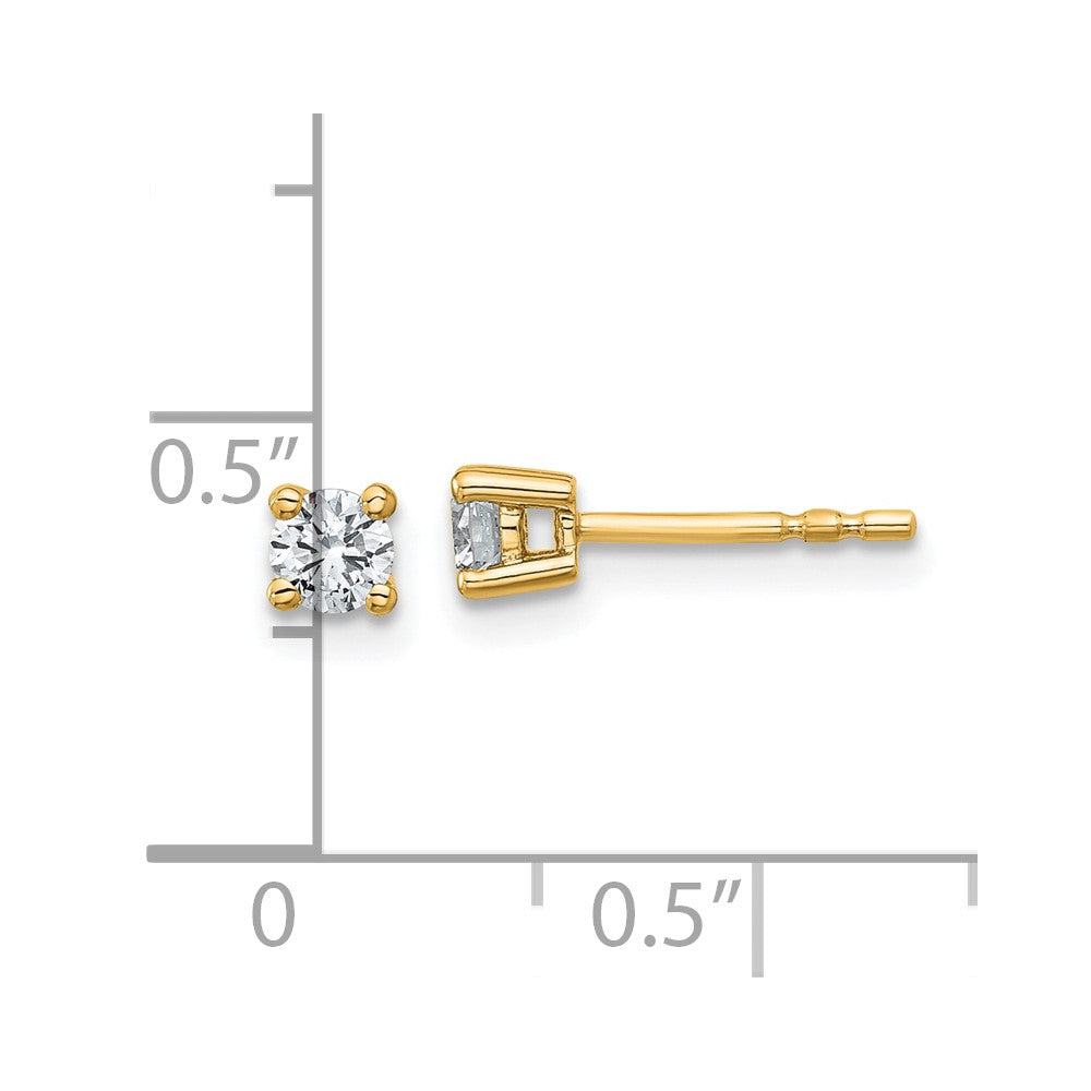 14k Yellow Gold 1/3 Ct. Certified Lab Grown Diamond VS/SI+ G+ Round Four Prong Stud Post Earrings