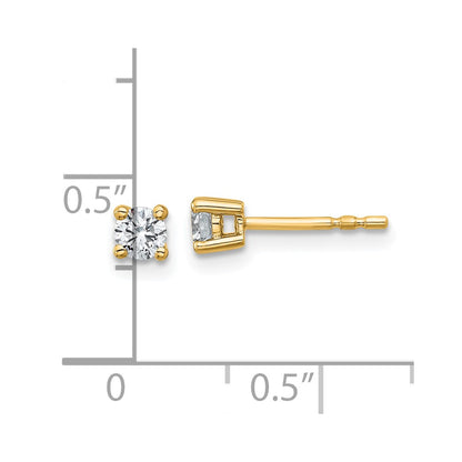 14k Yellow Gold 1/3 Ct. Certified Lab Grown Diamond VS/SI+ G+ Round Four Prong Stud Post Earrings