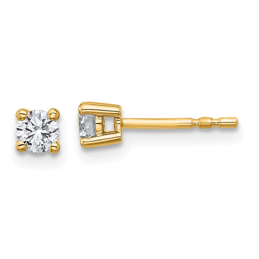 14k Yellow Gold 1/3 Ct. Certified Lab Grown Diamond VS/SI+ G+ Round Four Prong Stud Post Earrings